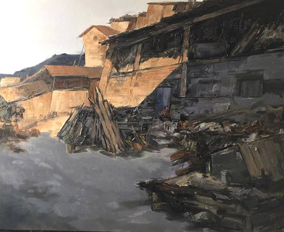 智超作品6《深山宅院》80X100cm 油画 2019年 在山西大汖古村写生记